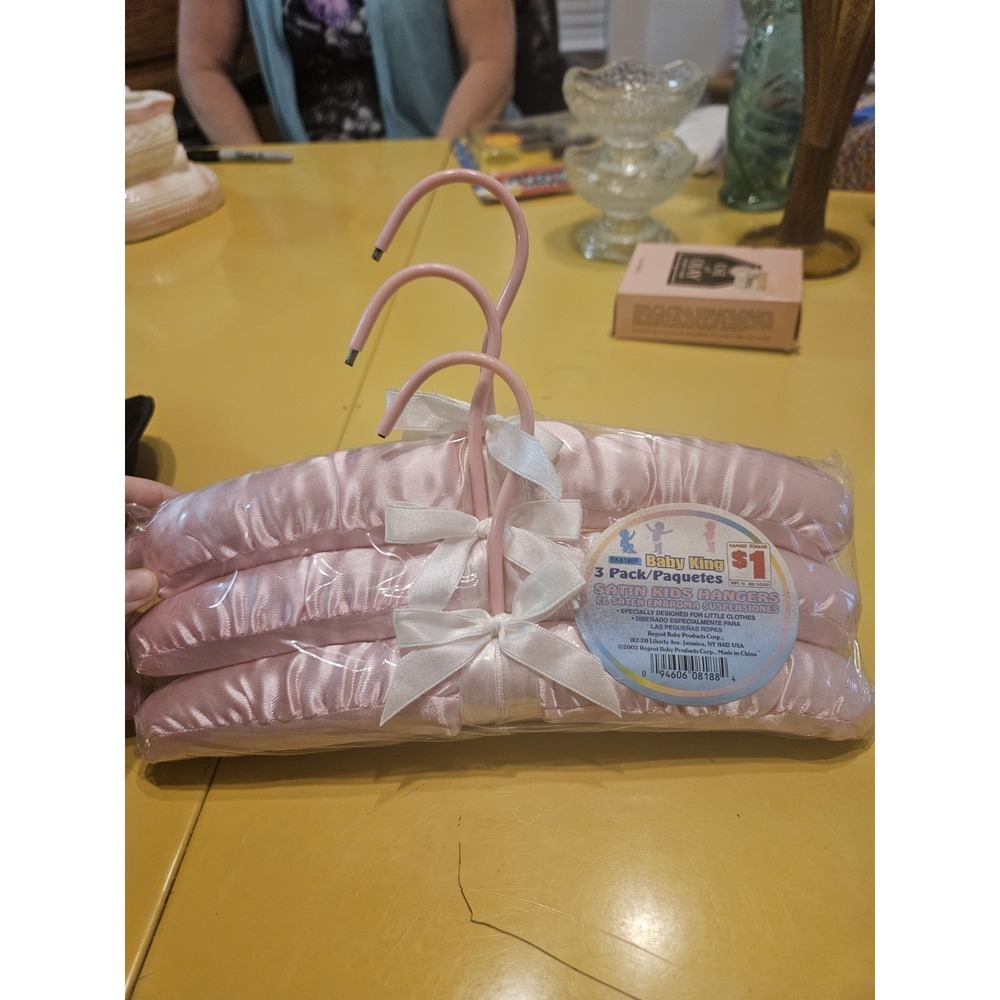 3 Pack Pink Satin Padded Baby Hangers